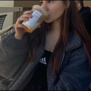 Navy blue sherpa zip jacket